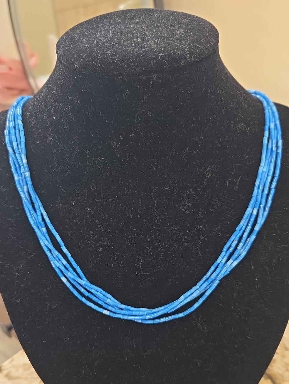 Handmade Denim Lapis Beaded Multi-Strand Necklace